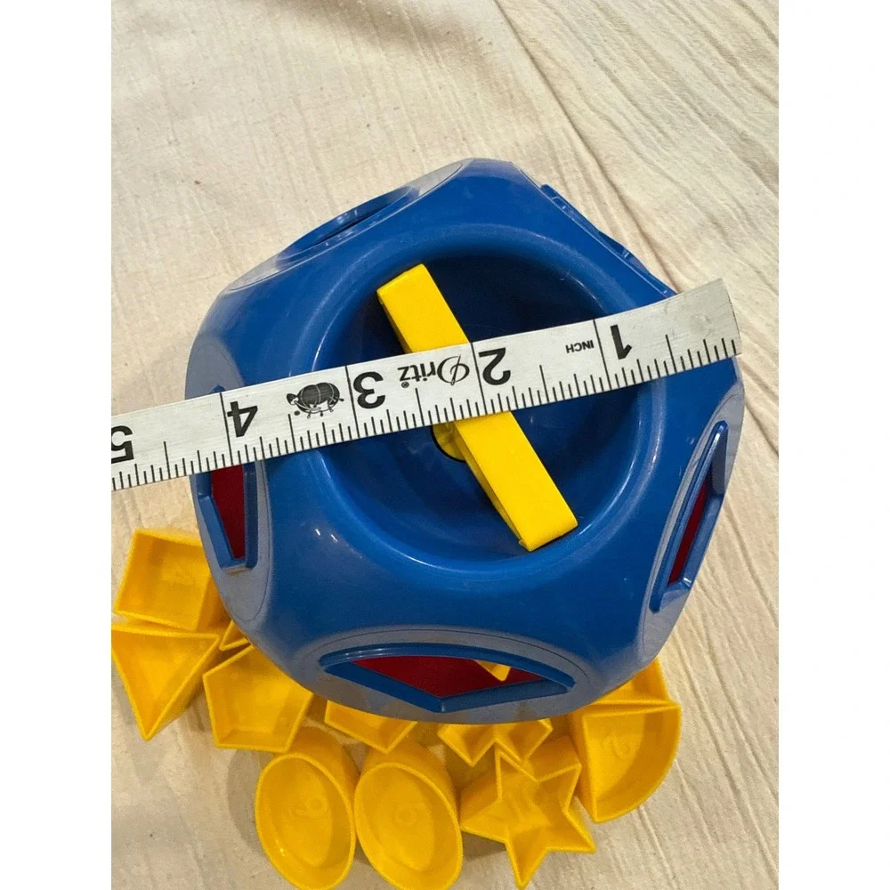 Tupperware Shape-O Toy Red Blue Ball Sorter Yellow Shapes Numbers Vintage Style